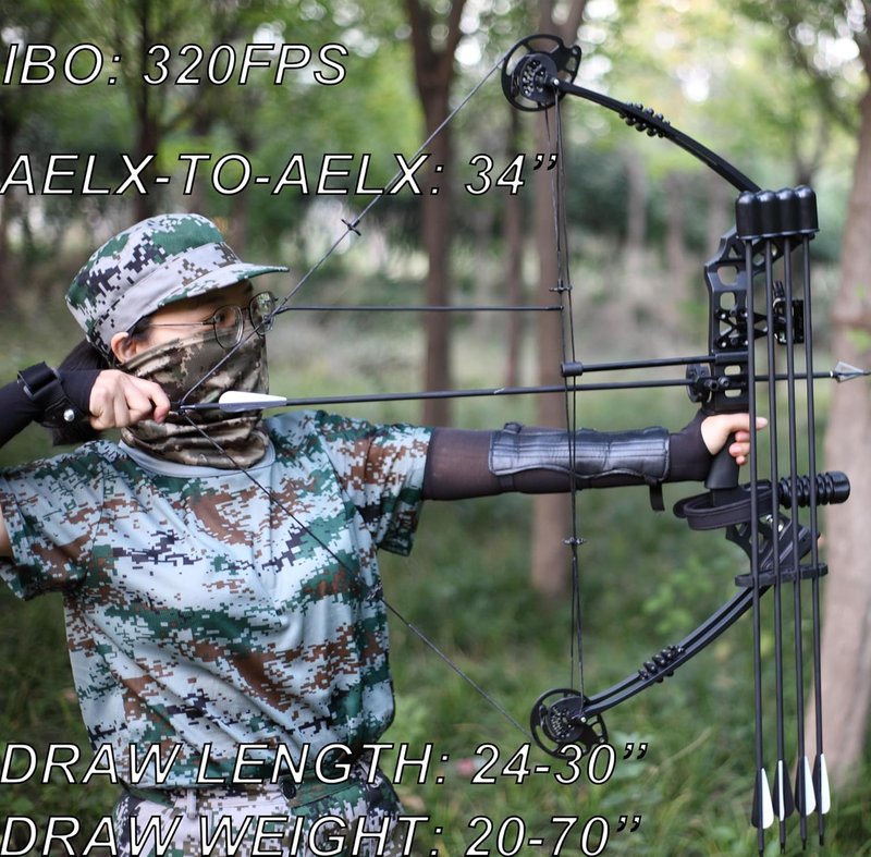Archery Compound Bow Set 20-70 LBS - Adjustable Draw Length 24-30" | High-Speed Hunting Bow with Accessories