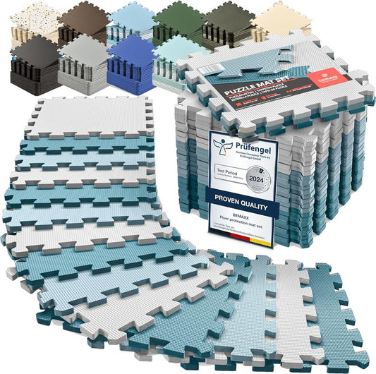 Gym Mats Set - 18 Pcs EVA Interlocking Foam Floor Tiles | 12.6"x12.6"x0.4" Protective Flooring for Home Workout, Exercise & Fitness