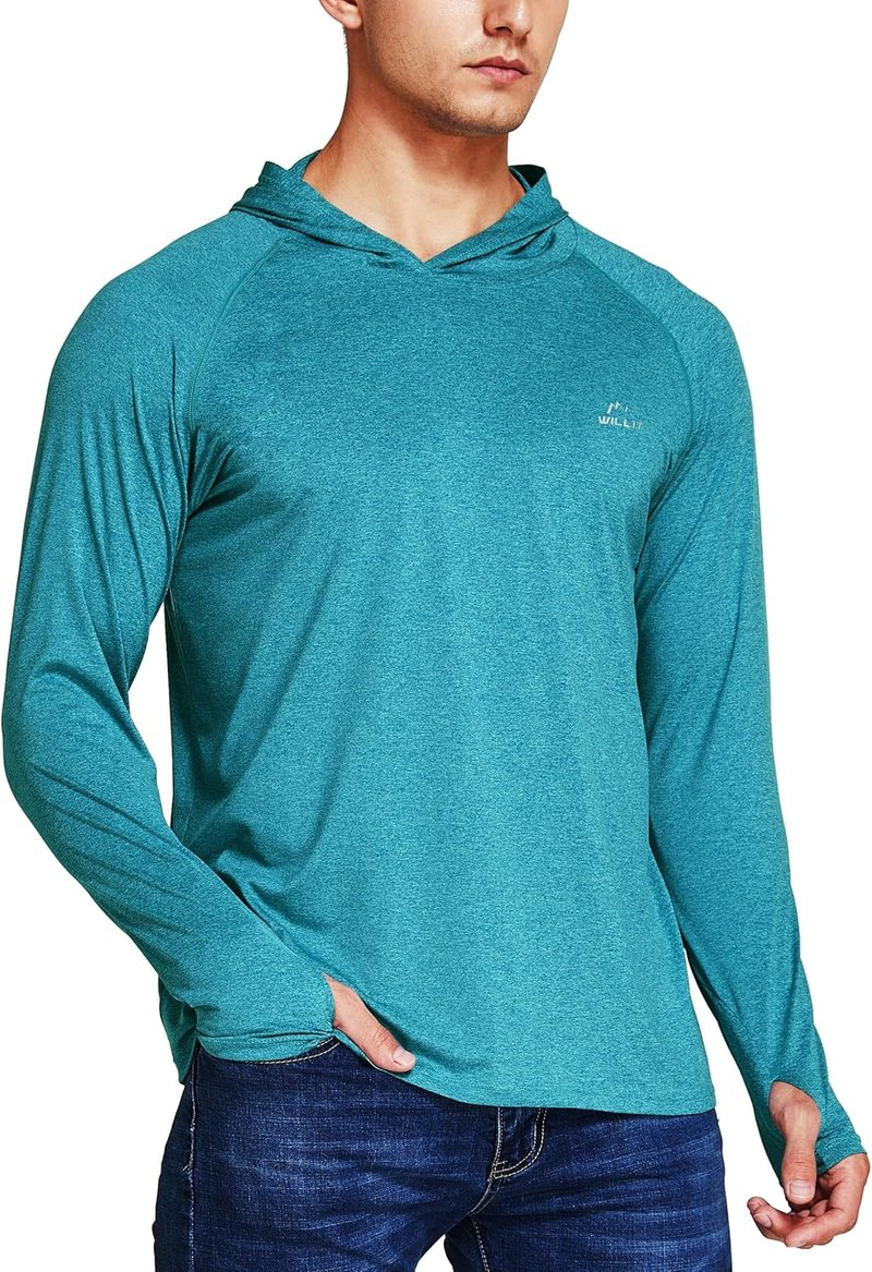 Men's UPF 50+ Sun Protection Hoodie - Lightweight Long Sleeve Fishing Shirt | Loose Fit Swim Rash Guard