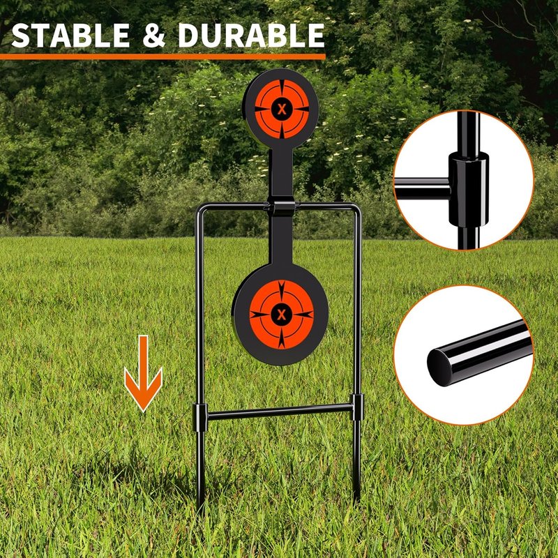Highwild Double Spinner Shooting Targets - 3/8 Inch Thick Auto Reset Steel for Centerfire Handguns Up to .44 Magnum