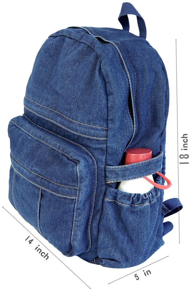 YunZh Denim Backpack Casual Style Lightweight Jeans Backpacks Classic Retro Travel Daypack