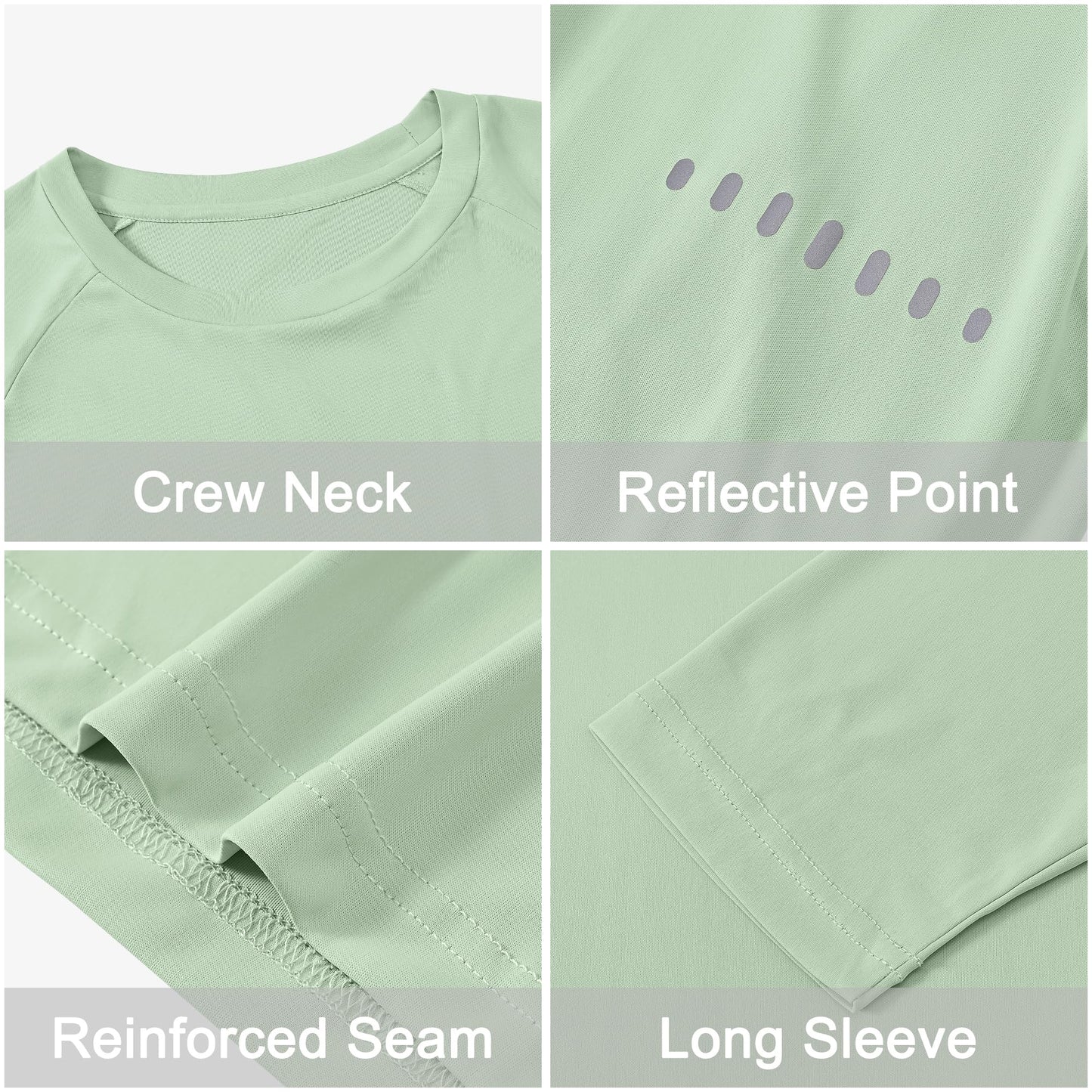 Men's Long Sleeve Rash Guard Swim Shirts UPF 50+ Sun Protection Dry Fit T-Shirt Athletic Tops for Running Hiking Fishing Light Green M