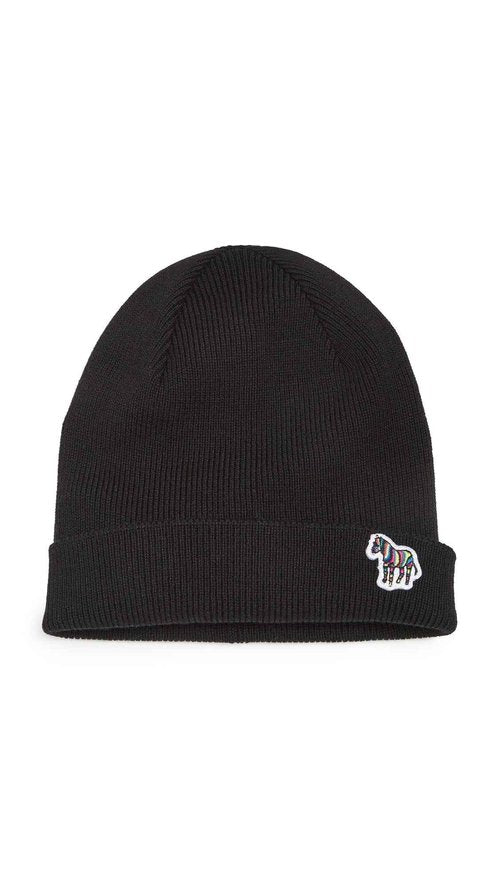 PS Paul Smith Men's Zebra Beanie, Black, One Size