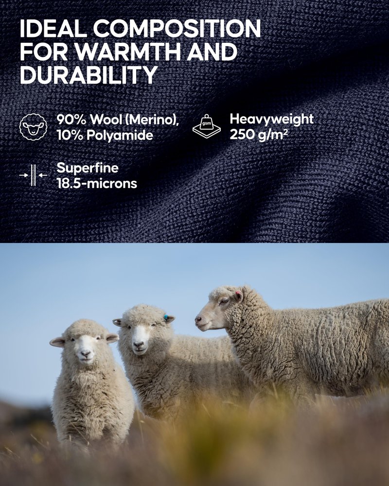 DANISH ENDURANCE Merino Wool Tights for Men for the Extreme Cold, Men's Thermal Leggings for Winter, Black, Large