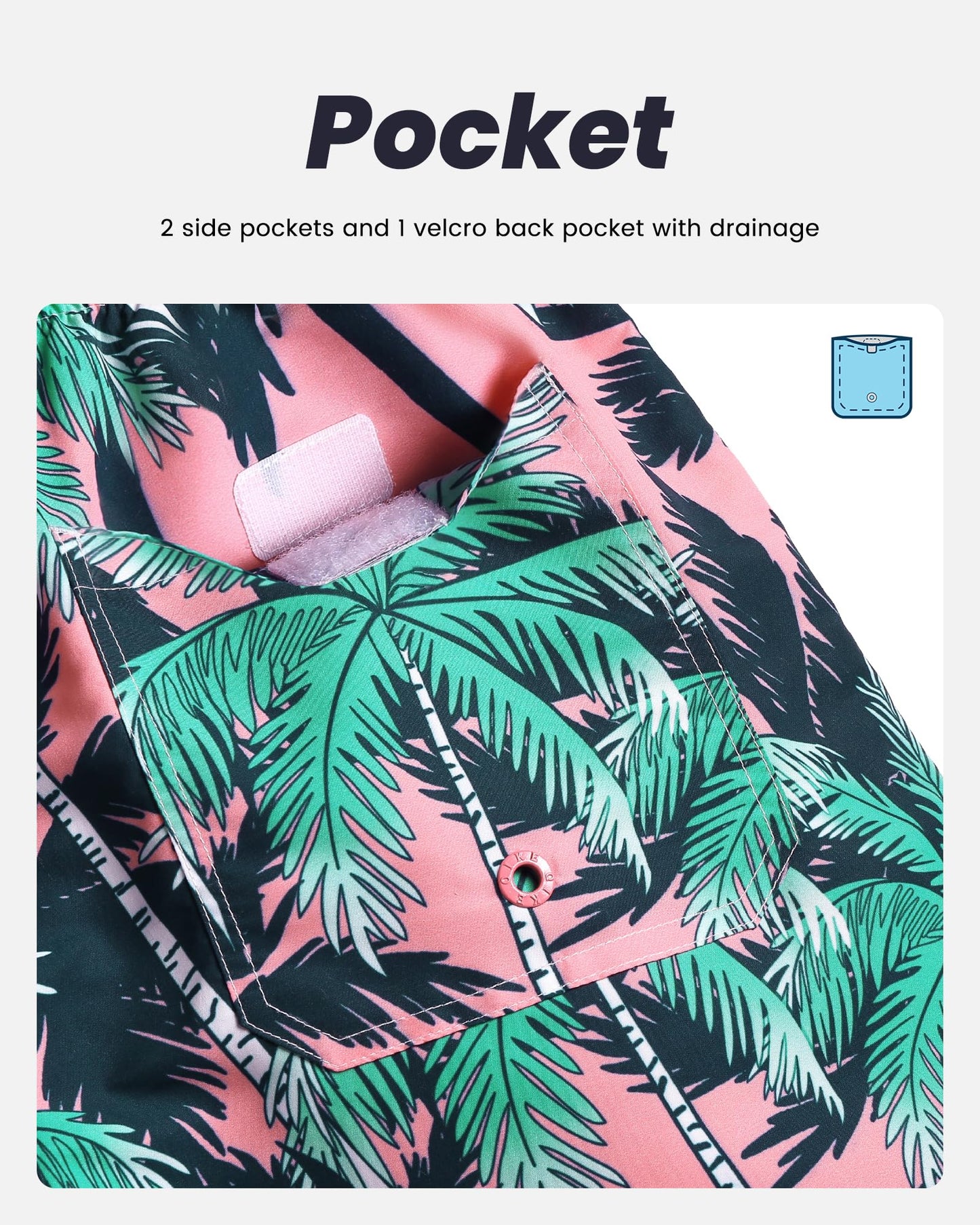 maamgic Mens Swim Trunks Quick Dry Swim Shorts with Mesh Lining Funny Swimwear Bathing Suits 7inch Pink Tree Large