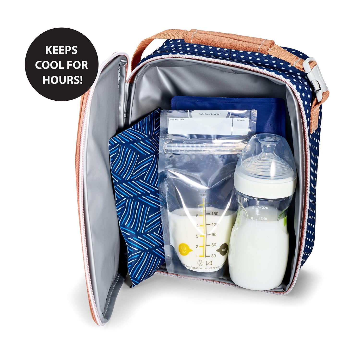 Cool Coolers by Fit & Fresh 2 Pack Soft Ice, Flexible Stretch Nylon Reusable Ice Packs for Lunch Boxes & Coolers, Navy Sketch Weave & Blue