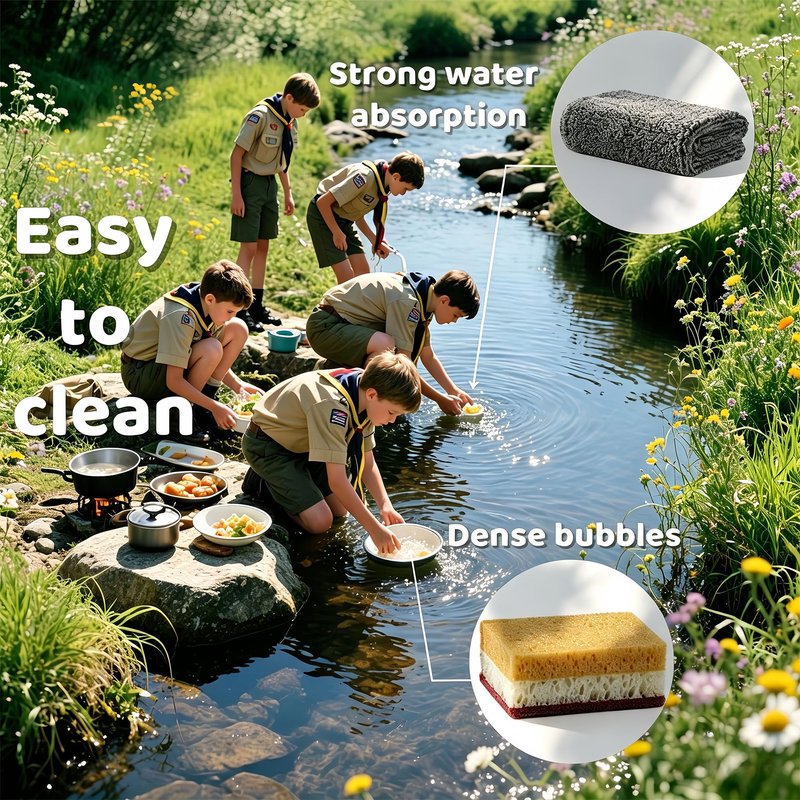 Scout Camping Mess Kits, Stainless Steel Utensils Camping Dinnerware Kit, Boy Scout Dishes Set with Mesh Bag Camping Cutlery Set Easy to Carry Clean for Backpacking, Camping, Hiking and Picnics
