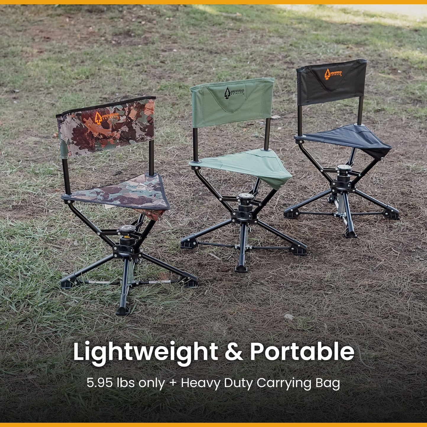 ARROWHEAD OUTDOOR 2PK 360° Degree Swivel Hunting Chair Stool Seat