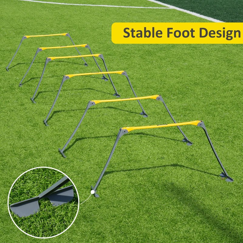 PodiuMax Portable Height Adjustable Sports Training Hurdle (6", 9", 12"), Lightweight, Innovative Foldable Design, Collapsible Safe, 6 per Pack