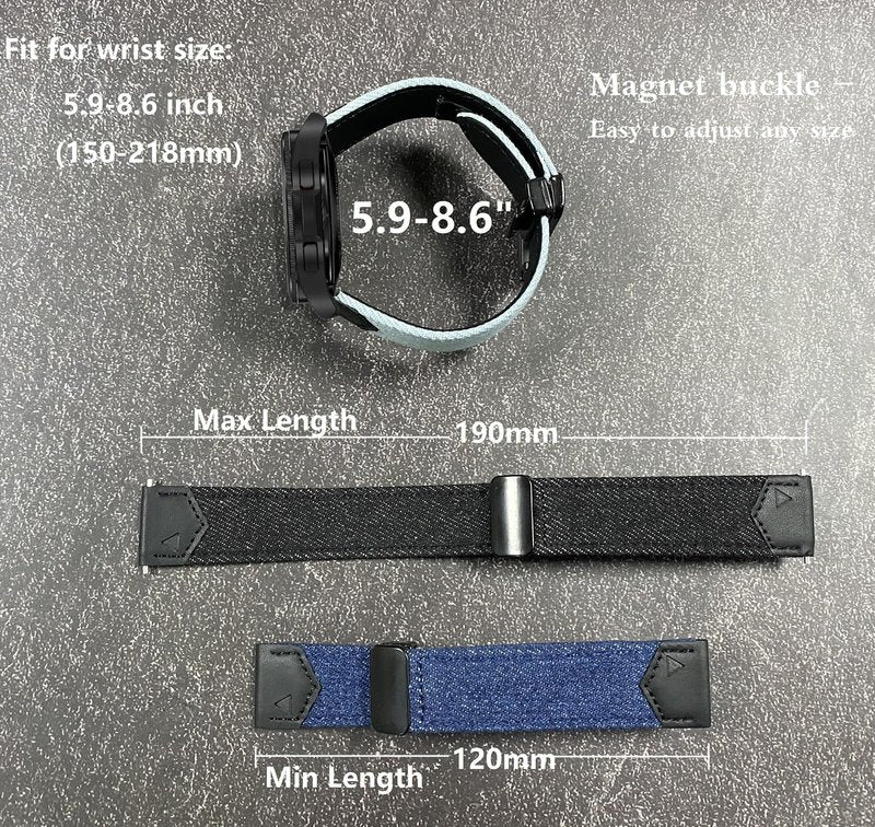 GARTOO Band for Garmin Vivoactive 5 Watch Bands, Garmin Venu/Sq/Sq 2/Forerunner 245/645 Music Band, Soft Denim Canvas with Genuine Leather Sweatproof Wrist Strap for Garmin Vivoactive 3 Men Women
