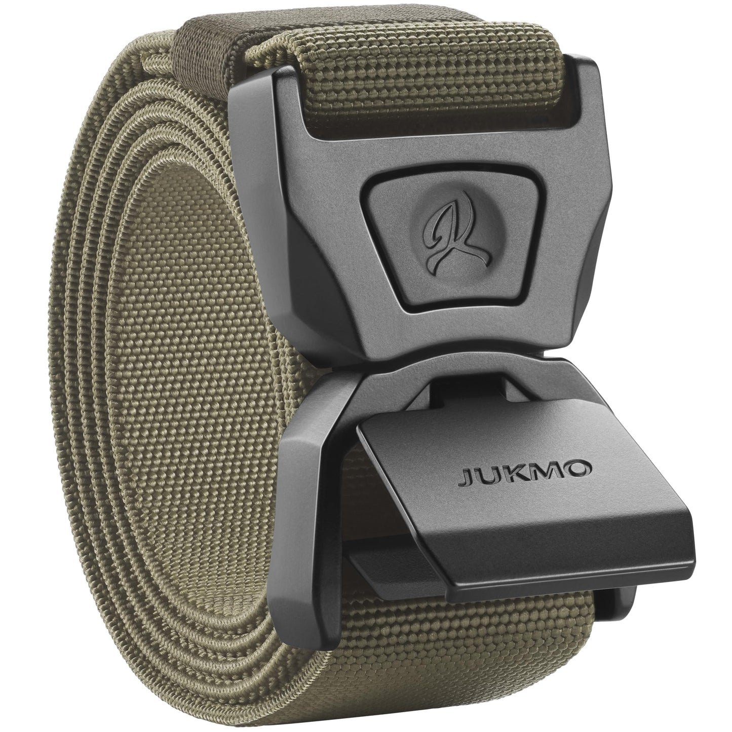 JUKMO Quick Release Tactical Belt, Military Work 1.5" Nylon Web Golf Belt with Heavy Duty Seatbelt Buckle (Coyote, Large-for Waist 42"-46" (Length 53"))