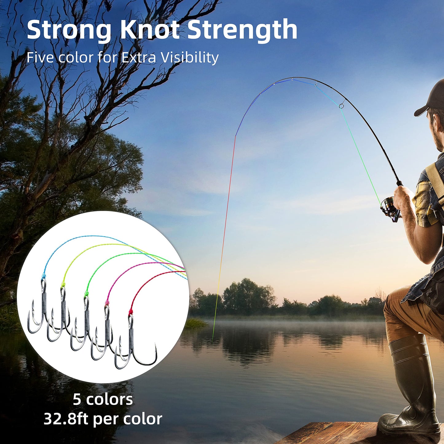 RUNCL Braided Fishing Line X8, Pro Grade Tournament PE Line for Fresh/Saltwater, Abrasion Resistant, No Stretch, Hi Vis Multi-Color Measure Line, 328/546/1093 Yards, 8-200 lb, Christmas Fishing Gifts