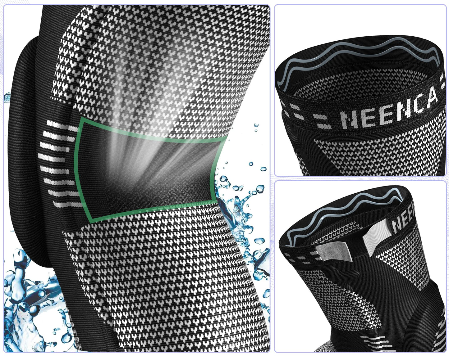 NEENCA Knee Braces for Knee Pain Relief, Compression Knee Sleeves with Patella Gel Pad & Side Stabilizers, Knee Support for Weightlifting, Running, Workout, Arthritis, Meniscus Tear, Men Women. ACE-53