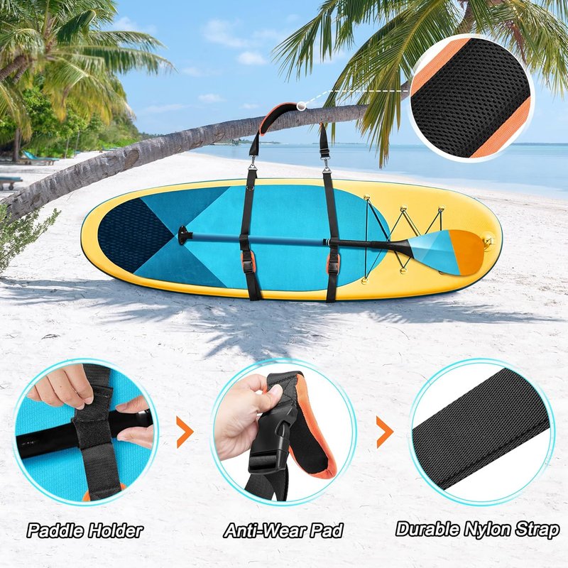 Paddle Board Carrying Strap - Adjustable SUP Kayak Carry Strap with Detachable Storage Bag | Black