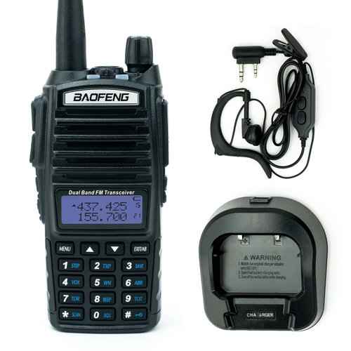 BaoFeng UV-82C Dual-Band 136-174/400-520 MHz FM Ham Two-Way Radio, Transceiver, HT with Battery, Earpiece, Antenna, Charger