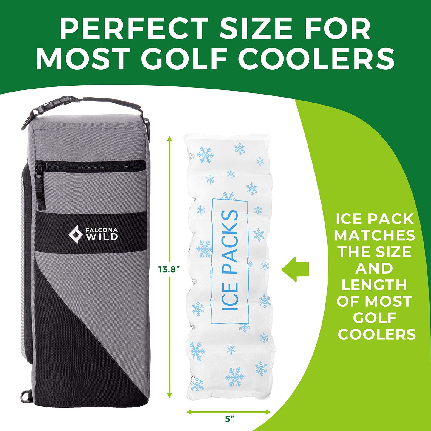 Falcona Wild Ice Packs for Golf Cooler Bag - Keeps Drinks Cold for Hours – Fits Most Golf Bag Coolers – Can be Cut to Size – Reusable