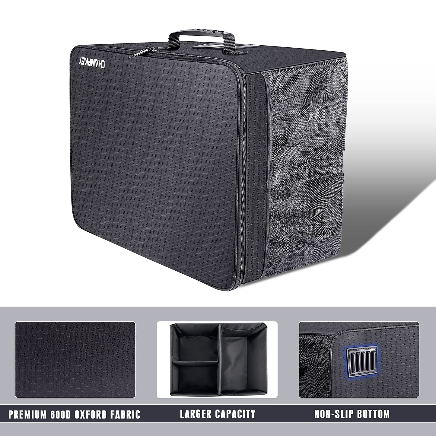 Champkey Golf Trunk Organizer Storage-Portable and Foldable Golf Travel Storage Locker Ideal for Travel Golf and Car Golf (Black)