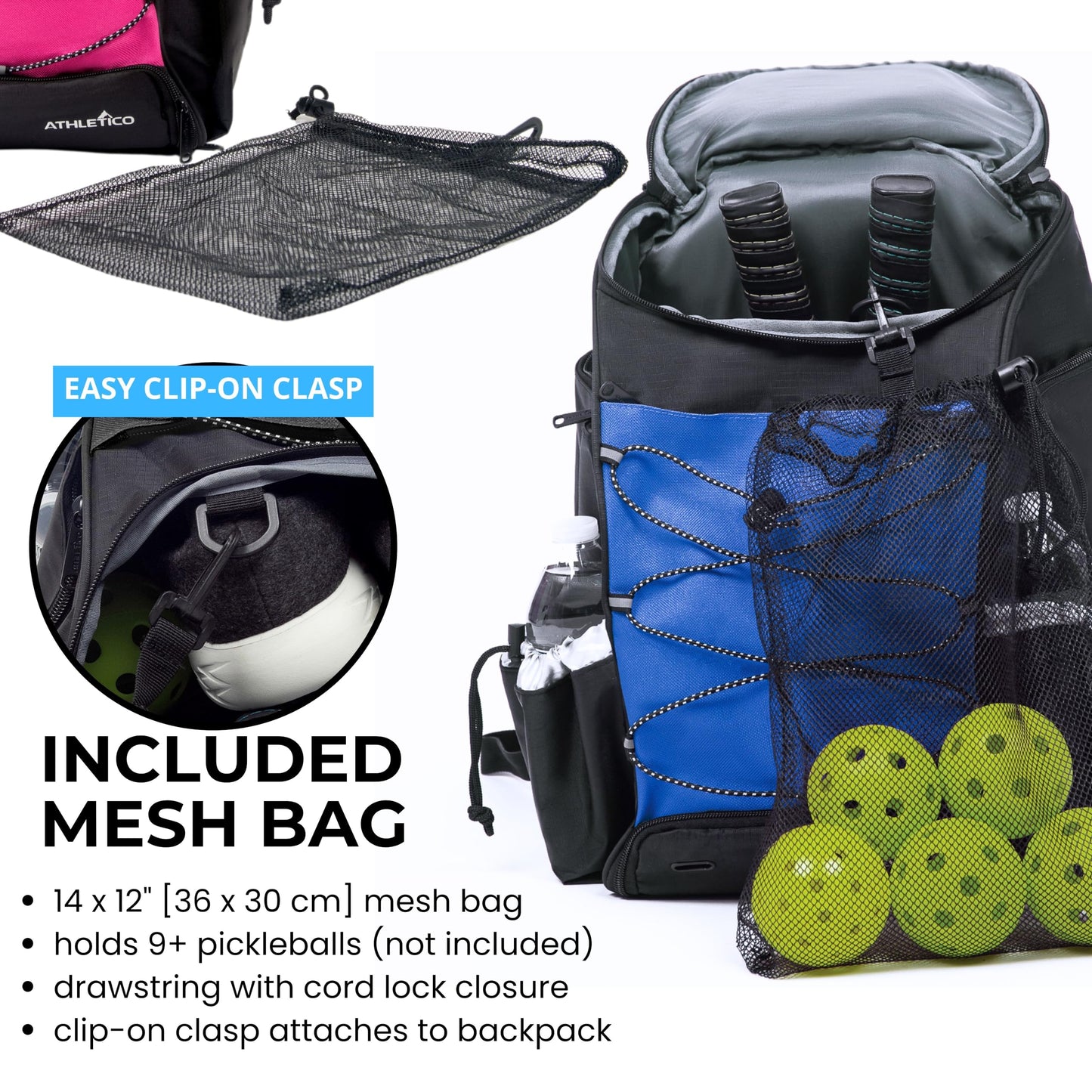 Athletico 35L Pickleball Backpack - Fits Up to 2 Paddles, Includes Ball Holder (Red)