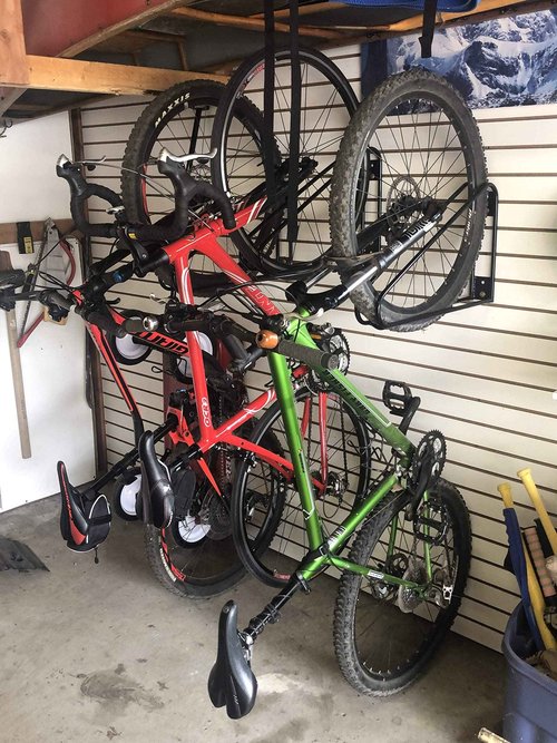No Lift Premium Heavy Duty Vertical Bike Storage - Simple & Secure Wall Mounted Rack - Garage & Commercial Use - Road & Mountain Bikes