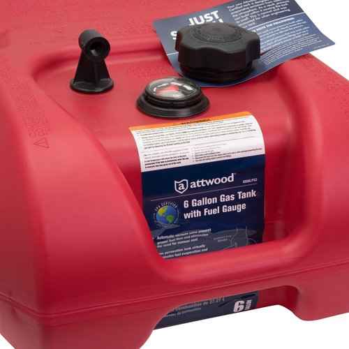 attwood 8806LPG2 EPA and CARB Certified 6-Gallon Portable Marine Boat Fuel Tank with Gauge