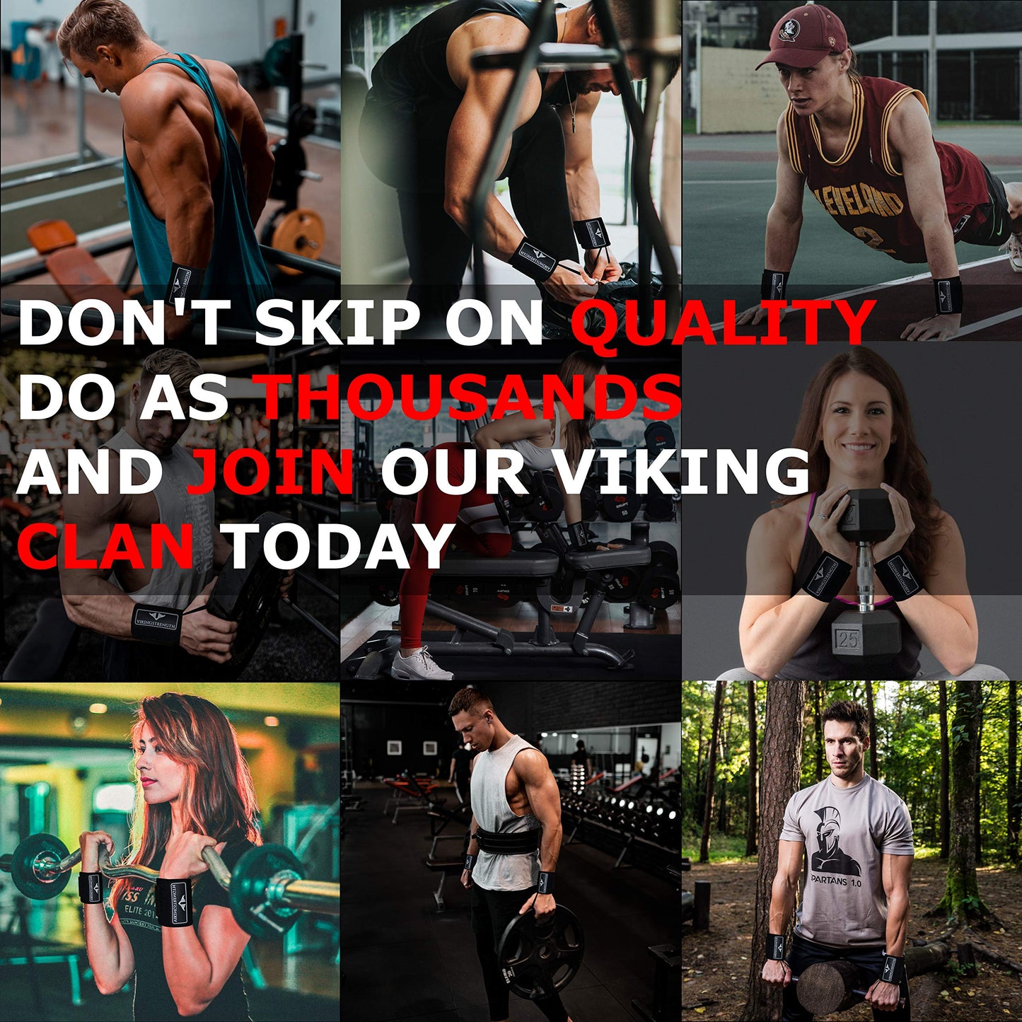 VIKINGSTRENGTH Wrist Brace Support (18" Premium Quality) for Weight lifting, Crossfit, Bodybuilding and Fitness. Wrist Wraps for Pain Relief and Recovery. Strap for Men and Women + V-Strength App