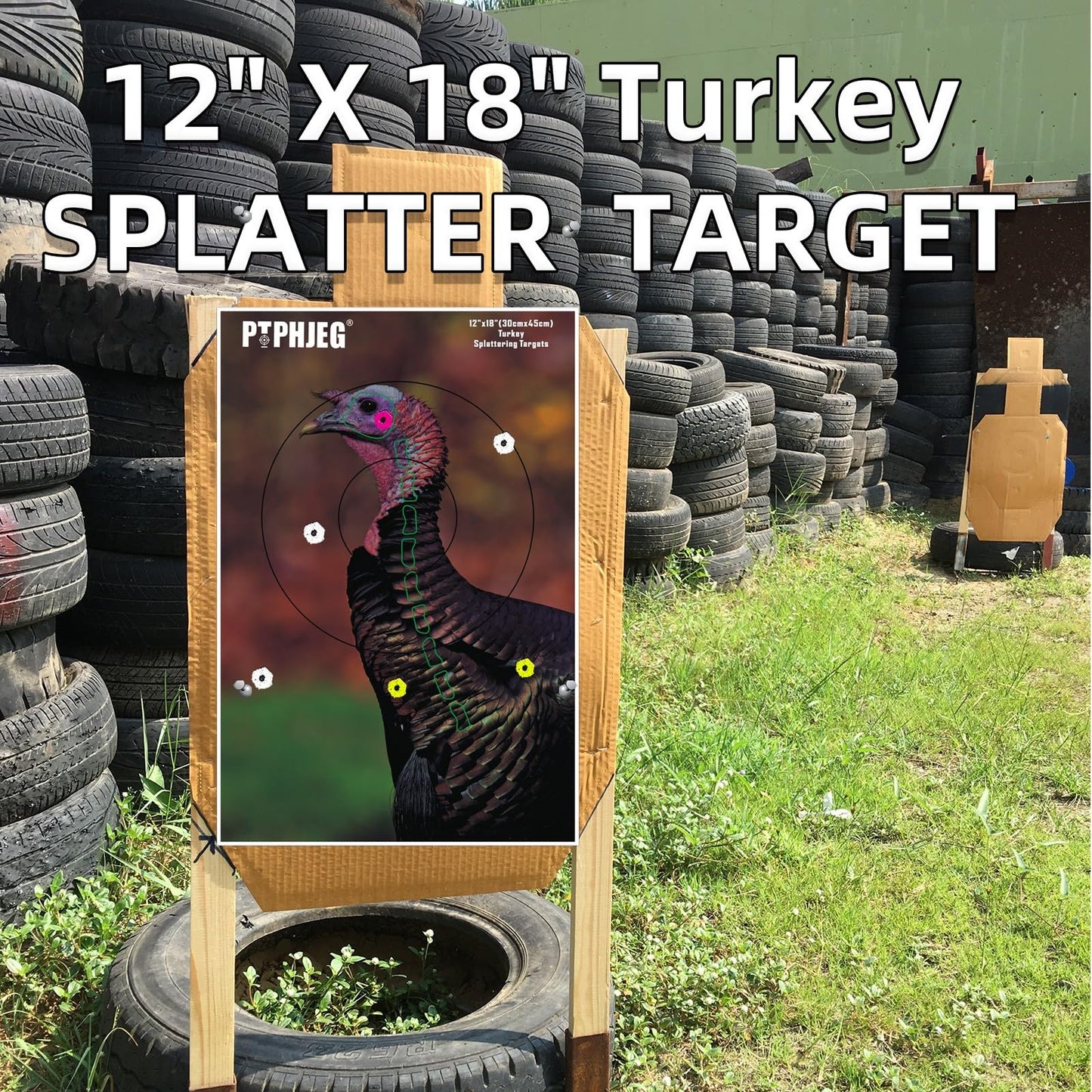 PTPHJEG 12" x 18" Small Game Animal Targets & Reflective Turkey Targets - Photo-Realistic Instant Splatter Shot Targets - for All Guns and calibers - 50 Pack