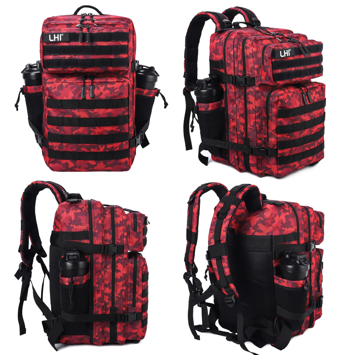 LHI Military Tactical Backpack for Men Molle Daypack 45L Army 3 Days Assault Pack Bag Large Rucksack With Bottle Holder(12*20*12)