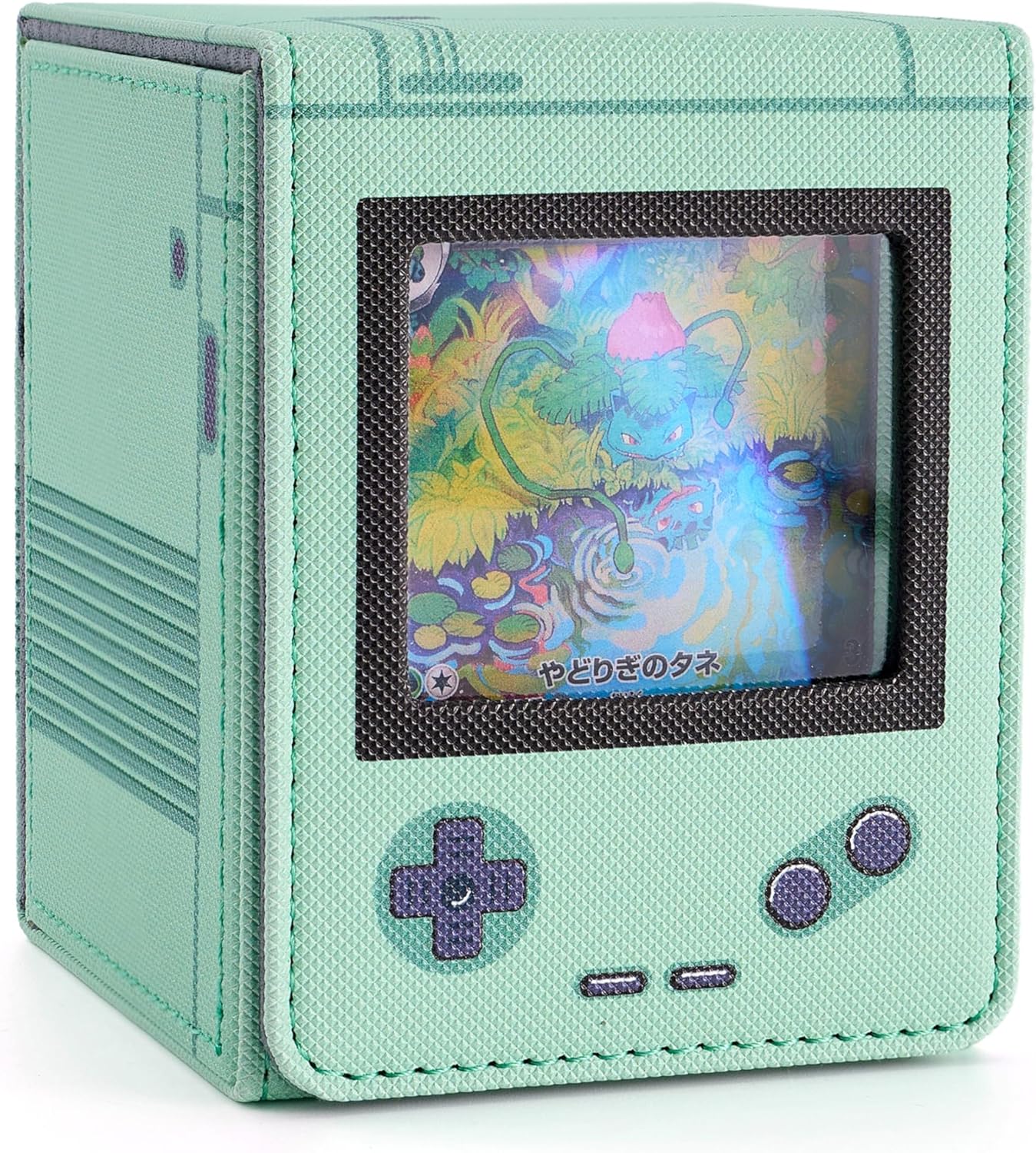 Retro Gaming Console MTG Deck Box - PU Leather Card Storage for 120 Sleeved Cards | Green with 2 Dividers