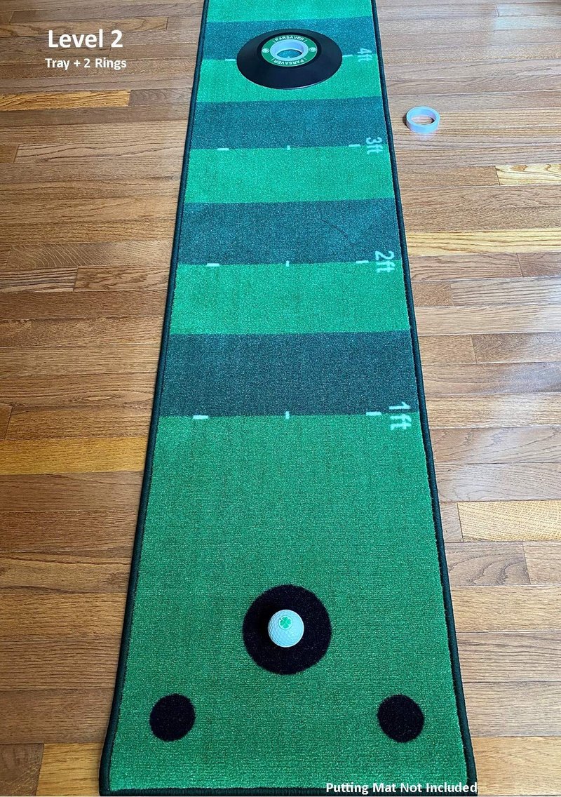 3Ring Putt Trainer Plus Tray - Golf Hole Reducer - Indoor and Outdoor Putting Aid Golf Accessory - Pressure Putt Trainer (3Ring Training Aid + Tray)