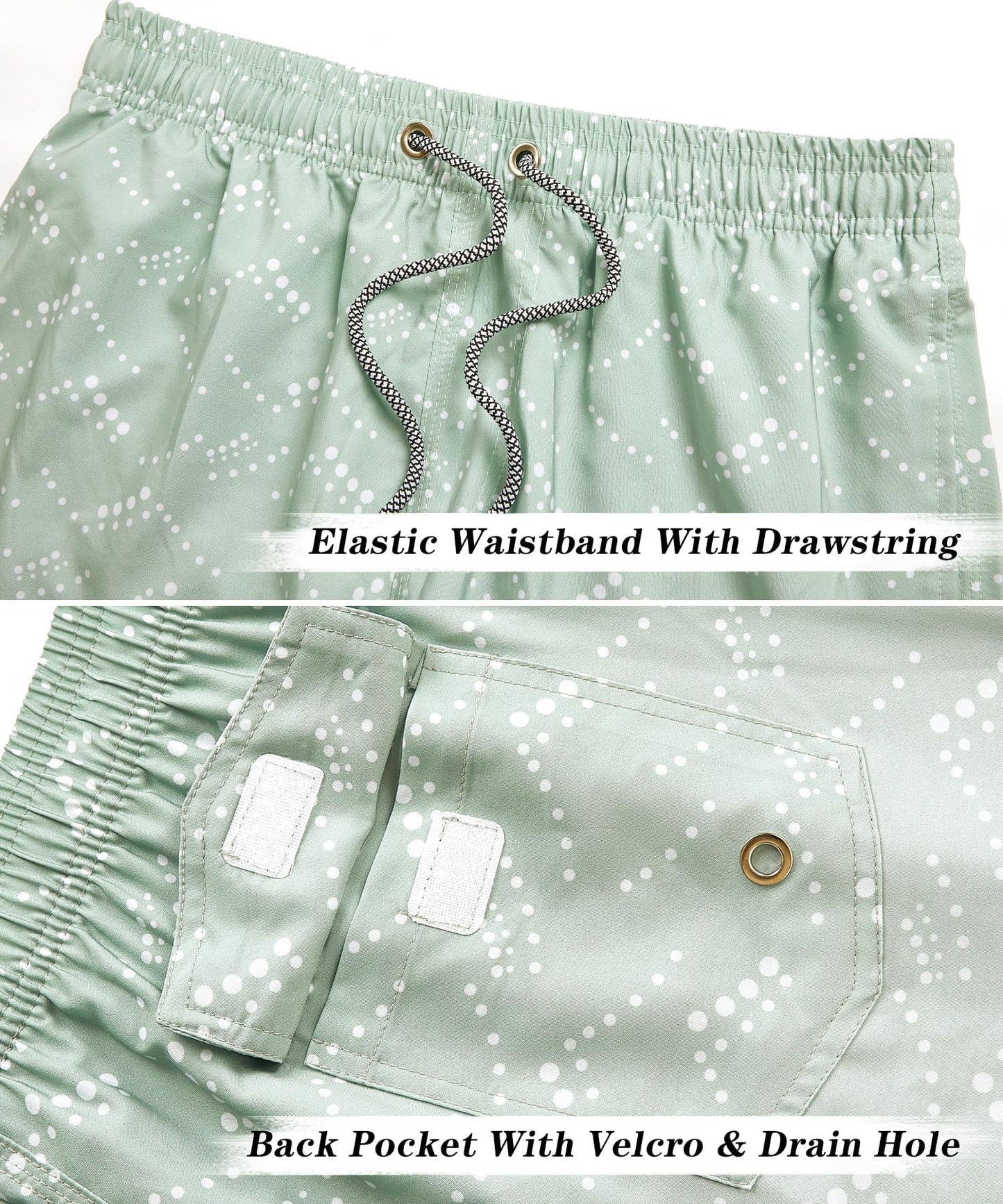 ELETOP Men's Swim Trunks with Mesh Liner 9 Inch Beach Bathing Suit