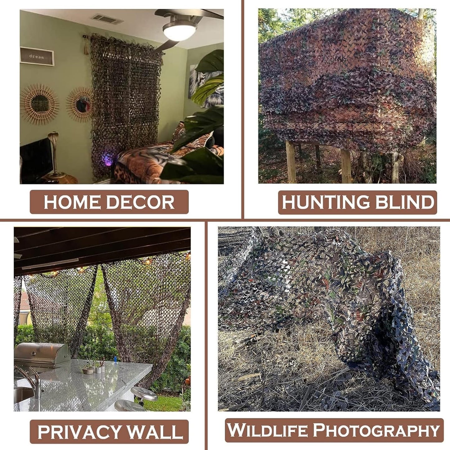 Yeacool Camo Tarp Bulk Roll Camo Net Camo Cover Camouflage for Hunting Blind Military Party Decor Canopy Outdoor Photo Background Window Screen Cover (Camo Bionic Leaves, 32.8ftx4.9ft, 10m*1.5m)