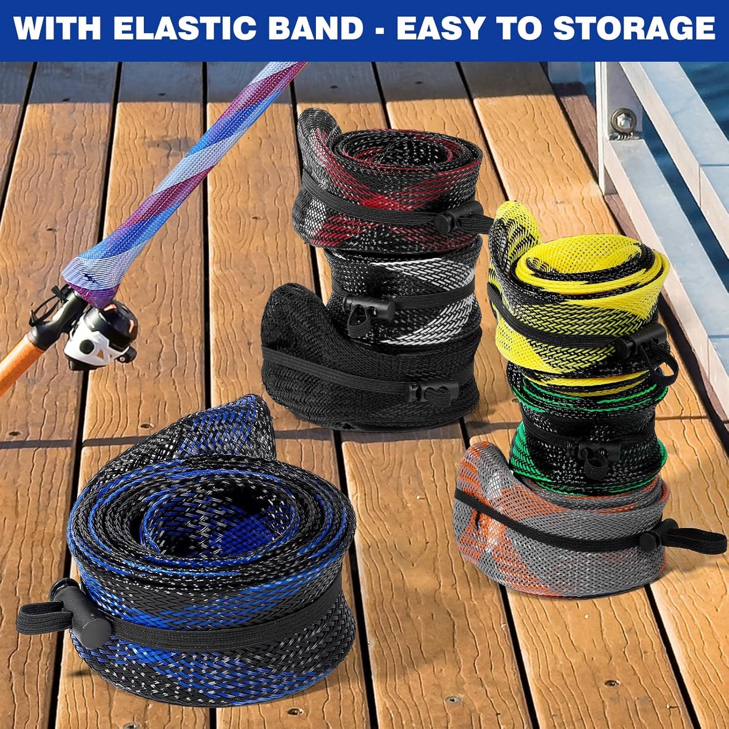 Fishing Rod Sleeve - Braided Mesh Fishing Rod Cover for Casting, Sea & Fly Rods | Durable Protection