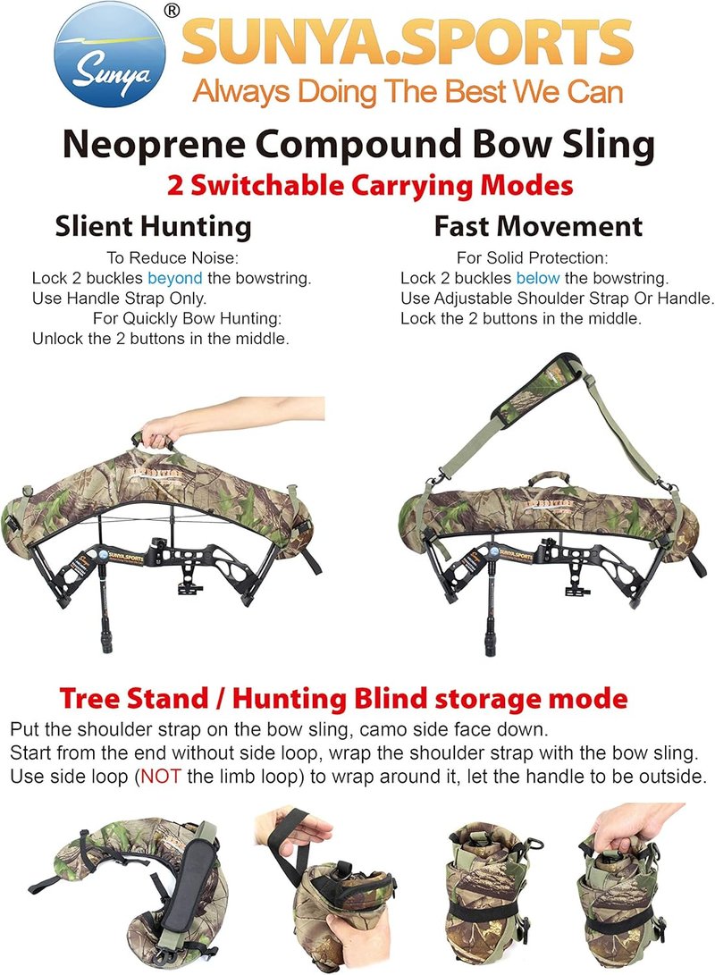 Neoprene Compound Bow Carrying Sling - Adjustable Bow Wrist Sling Set | Durable & Comfortable