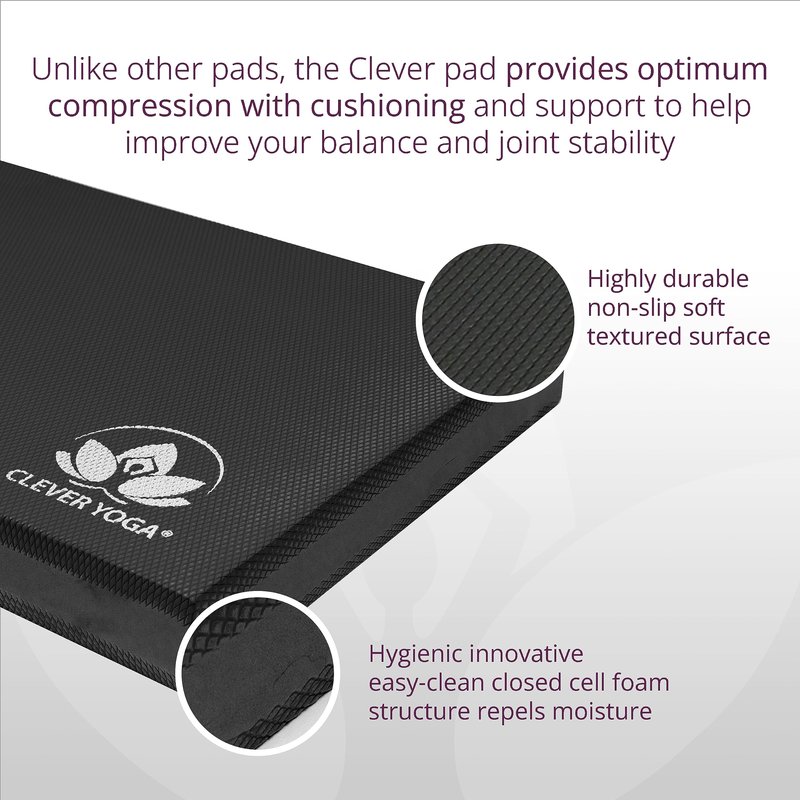Clever Yoga Balance Pad - Non-Slip Foam Pad for Yoga, Exercise & Workout, Pilates, Gym, Fit, Stability Balance Trainer, Thick Foam Base, High-Density, Physical Therapy - Blue