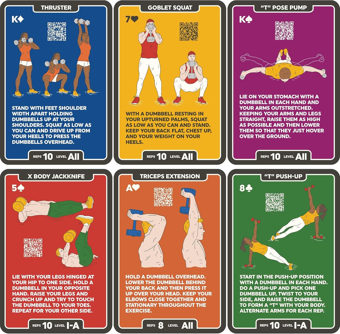 Dumbbell Exercise Cards - 52 Workout Playing Cards with Video Instructions | Perfect for Home Gym Fitness