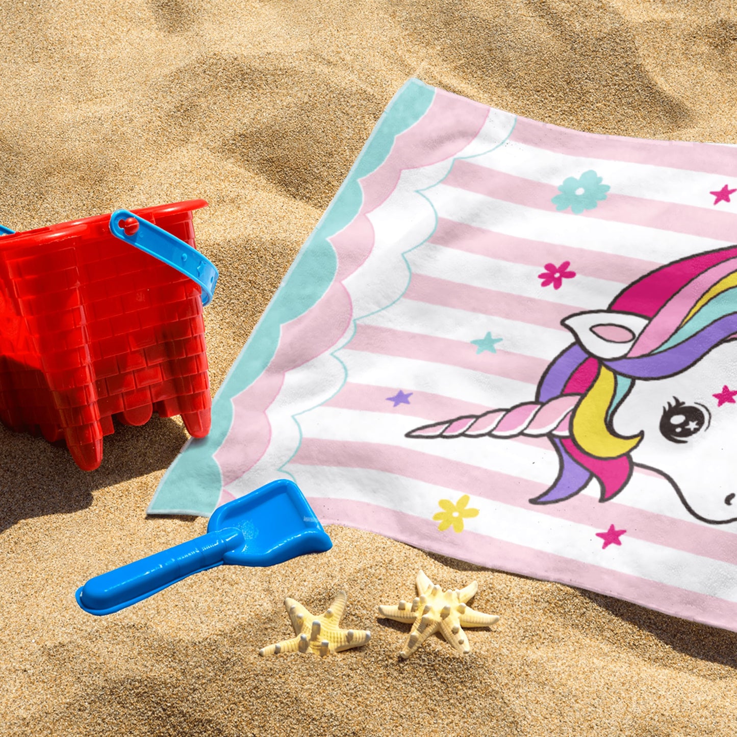 SANDJEST Unicorn Beach Towel for Girls - 60"x30" Quick Dry Lightweight Microfiber Suede Sand Free Kids Towels - Perfect for Beach Pool Swim Bath Travel Picnic Camping