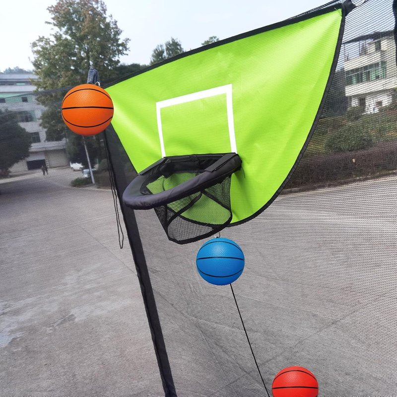 Trampoline Basketball Hoop - Easy Install with Pump & 4 Mini Balls | Universal Dunking Accessory