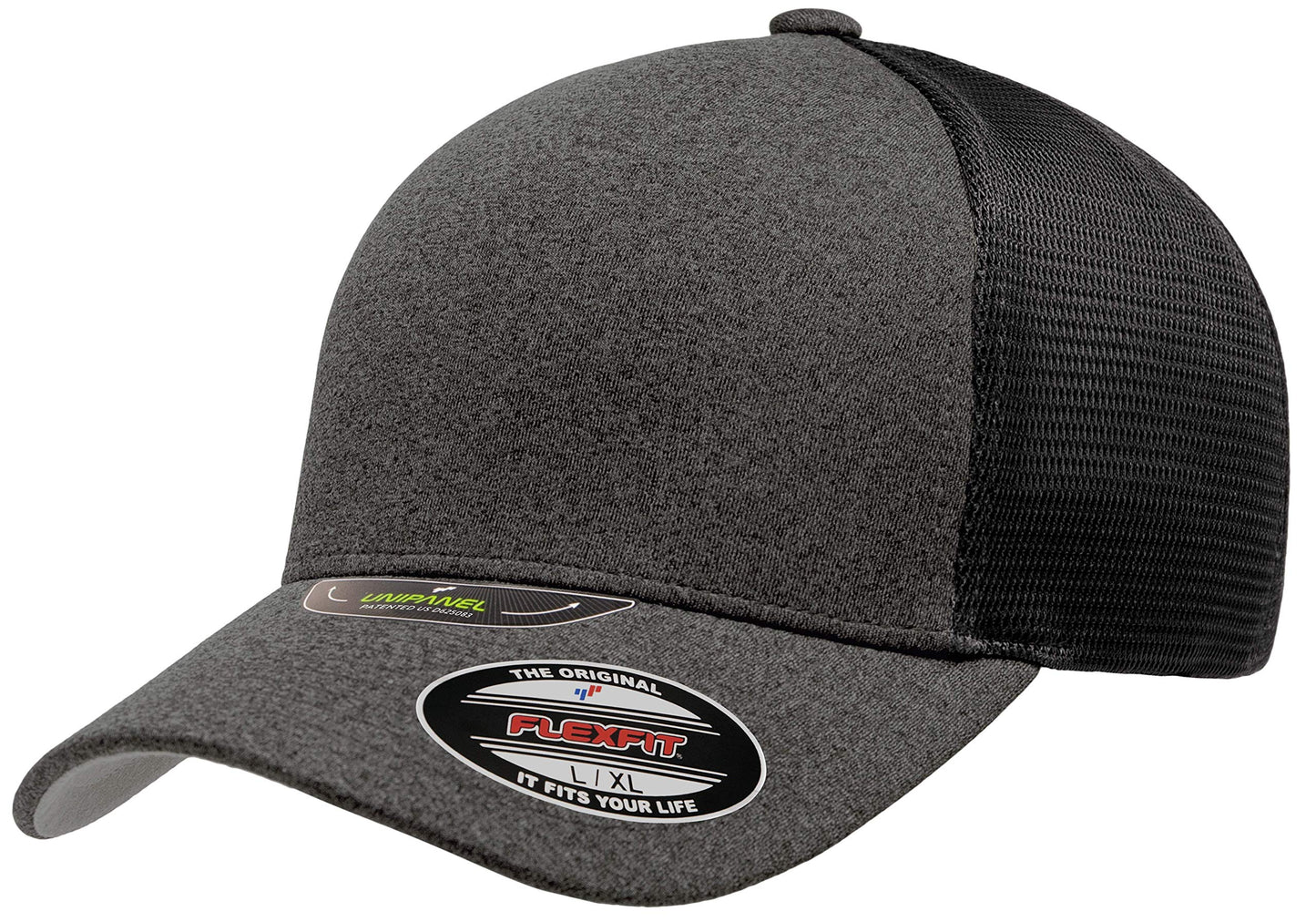 Flexfit Melange UniPanel Trucker Cap, Dark Grey/Black, Large/XLarge