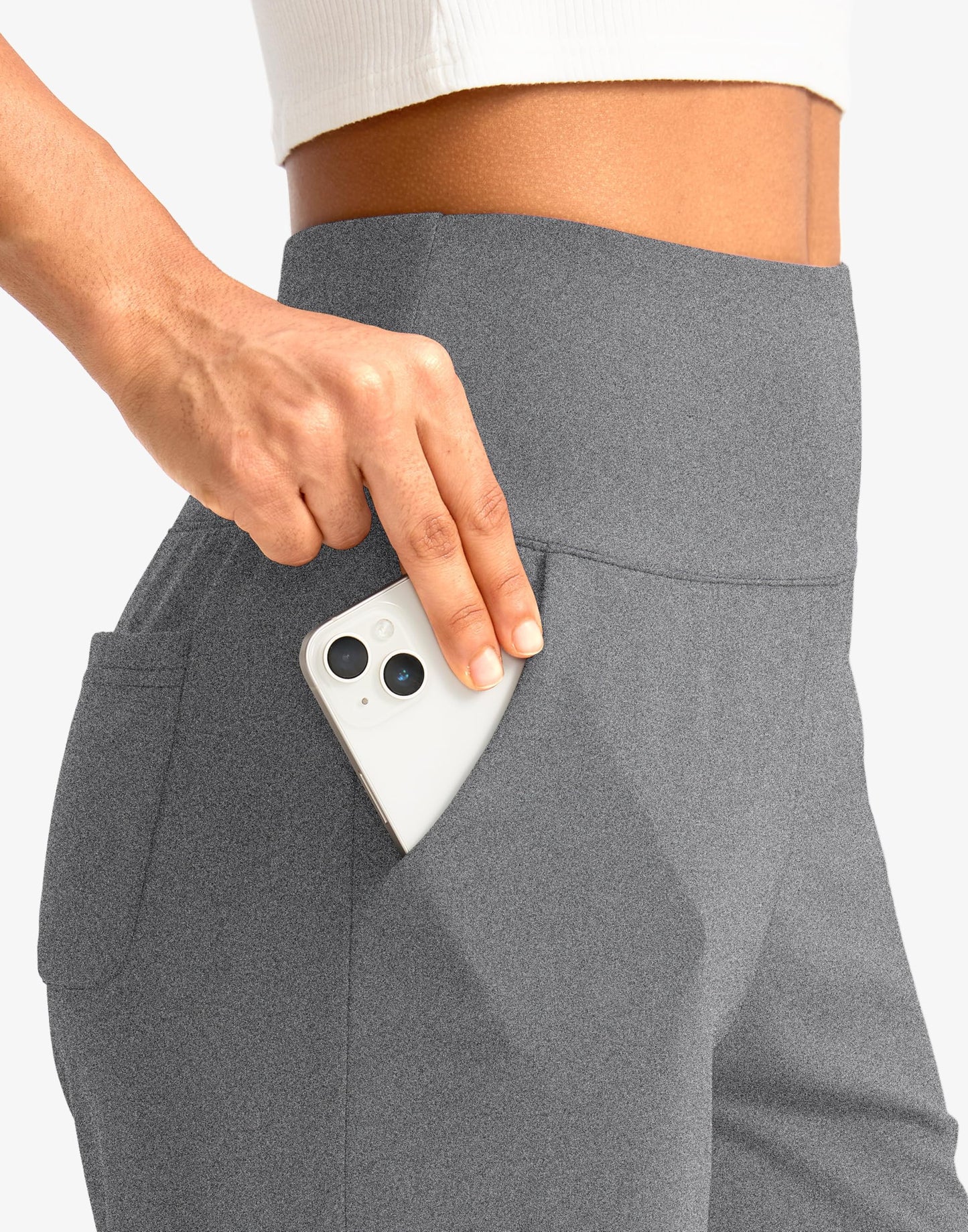 G Gradual Women's Bermuda Long Shorts with Pockets 9" High Waisted Knee Length Shorts for Women Walking Athletic Workout(Charcoal,M)