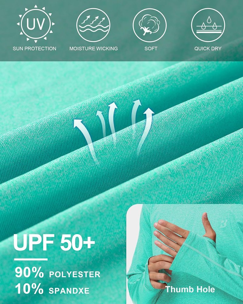 Men's UPF 50+ Fishing Shirt - Long Sleeve UV Sun Hoodie for Hiking, Running & Athletic Workouts