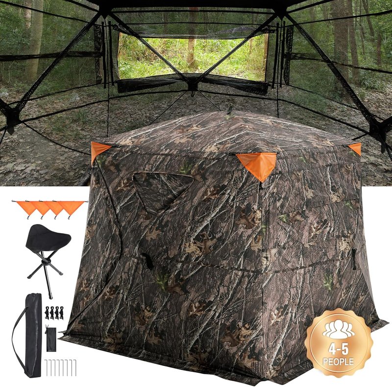 VEVOR Hunting Blind - 360° Portable Camouflage Tent with Silent Door & Window | Durable Concealed Shelter for Turkey & Deer