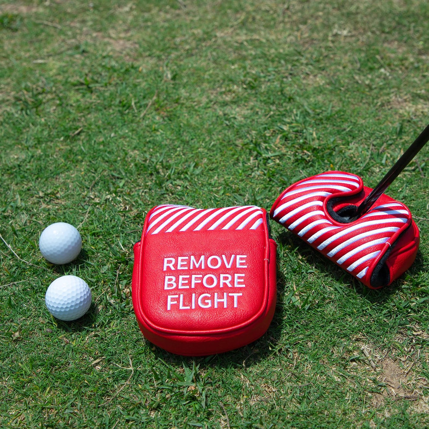 Golf Mallet Putter Cover Golf Headcover, Magnetic Closure Premium Leather Do Not 3Putt Golf Head Covers Fits Golf DF3 Putter Poker Ace Mallet Putter Headcover (RBF)
