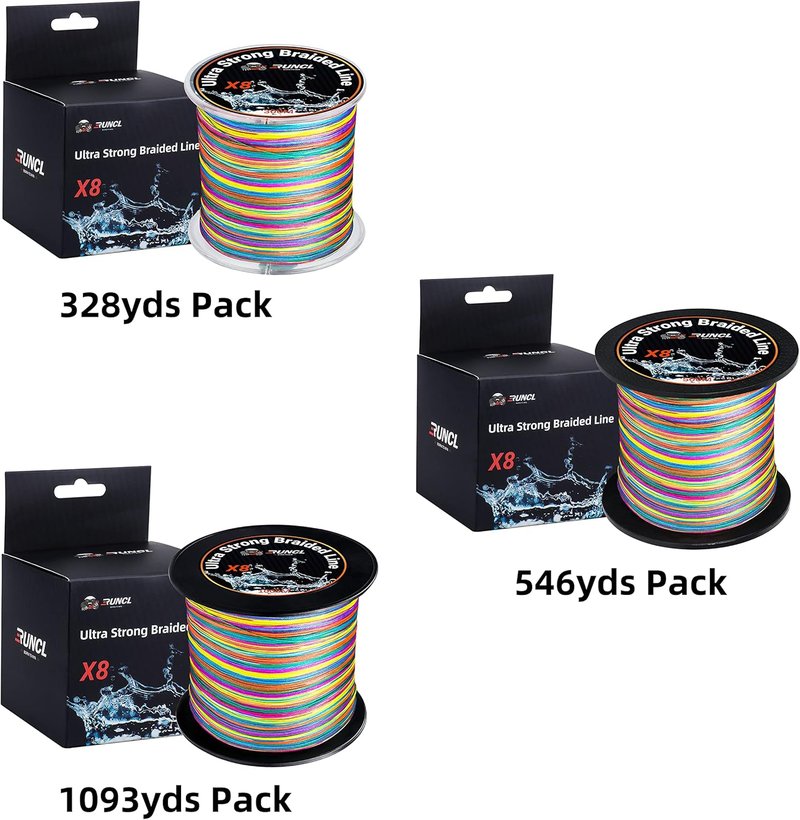 RUNCL 8 Strands Braided Fishing Line - High Visibility, Super Strong & Abrasion Resistant | 12lb to 100lb, 328yds to 1093yds