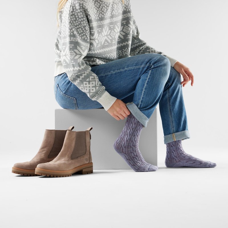 Smartwool, Women's, Everyday Cable Crew Socks, Chalk Violet, Medium