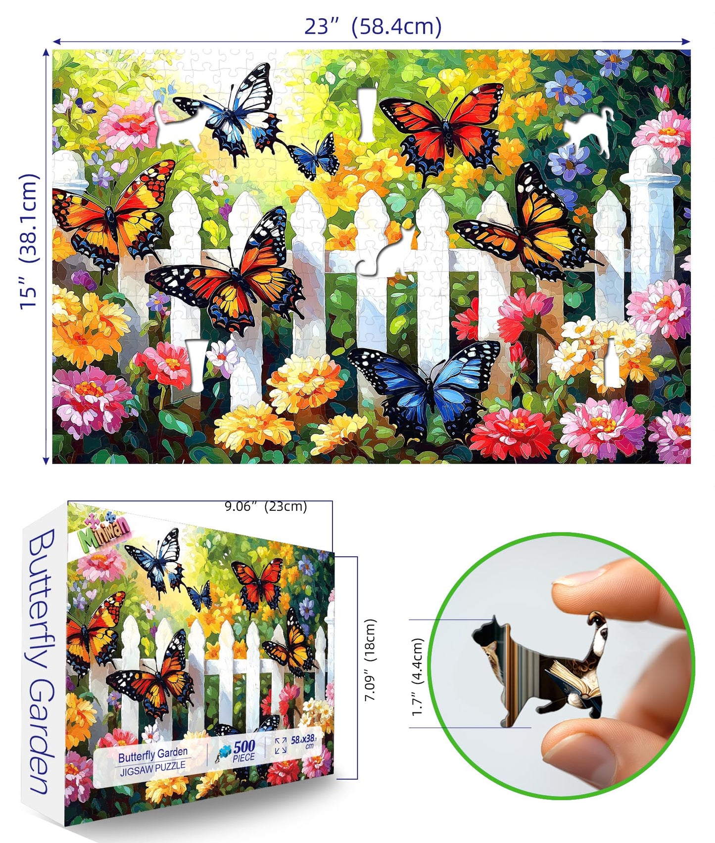 MINIWAN Butterfly Haven 500 Piece Puzzle for Adults, 23 x 15 in