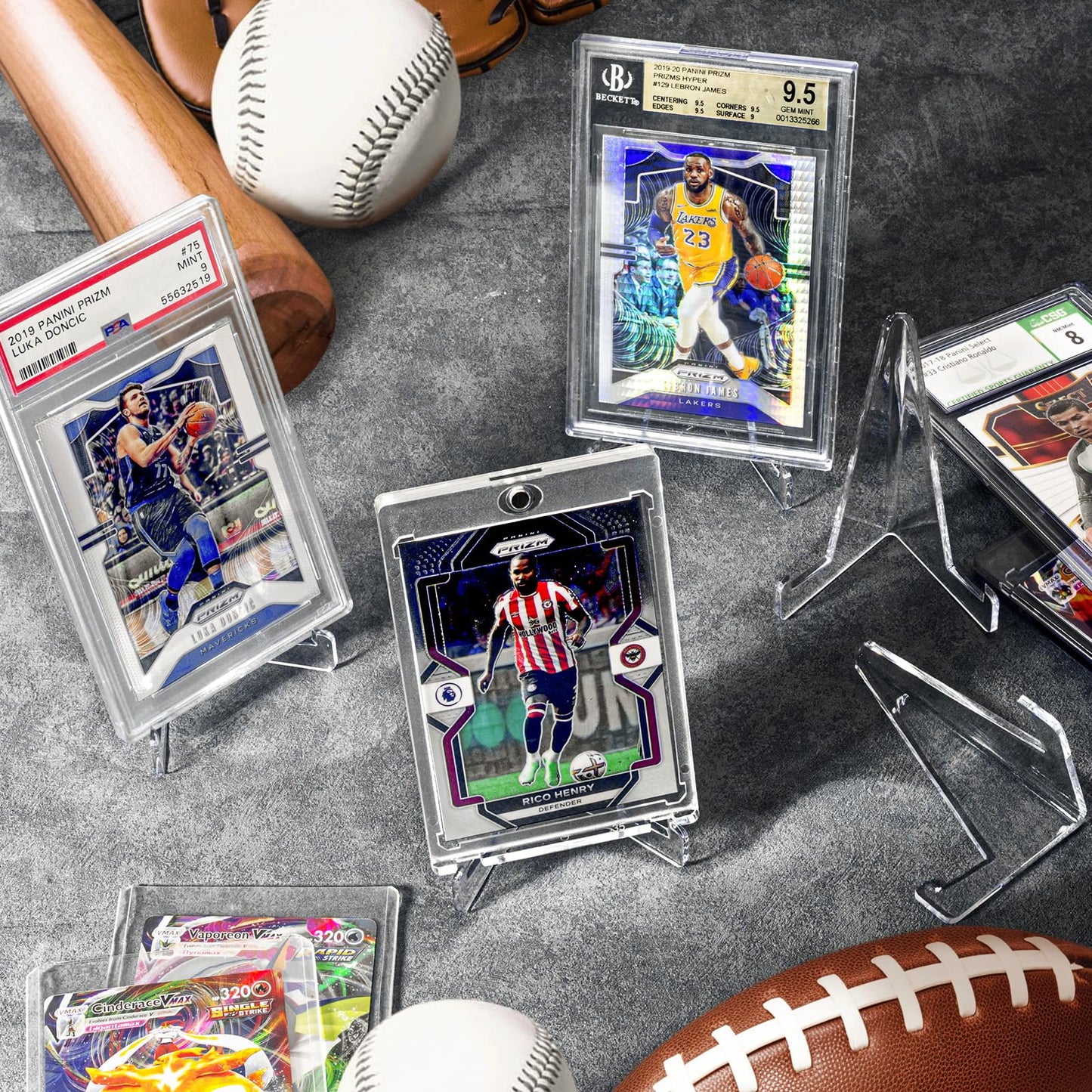 tutata PSA Graded Card Stands, Trading Card Display Stand Mini Easel Holder, Clear Card Stands for BGS, PSA, SGC Baseball Sports Card- 10 Pack