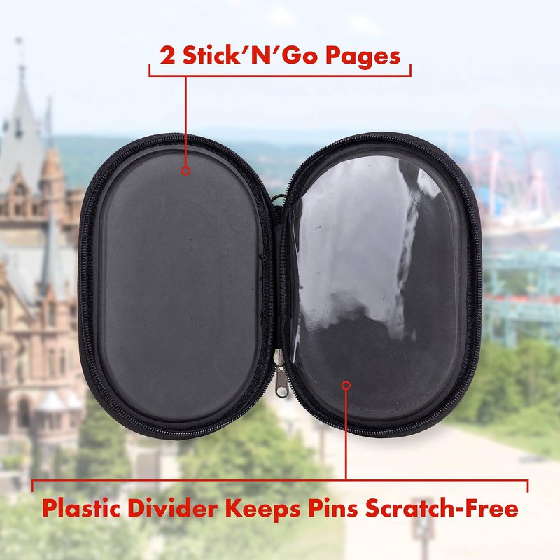 PinFolio Go Pin Display Bag, Lightweight & Compact Sports Pin Book Designed for Loungefly Backpacks & Easy Trading Up to 40 1-Inch Enamel Pins (Black)