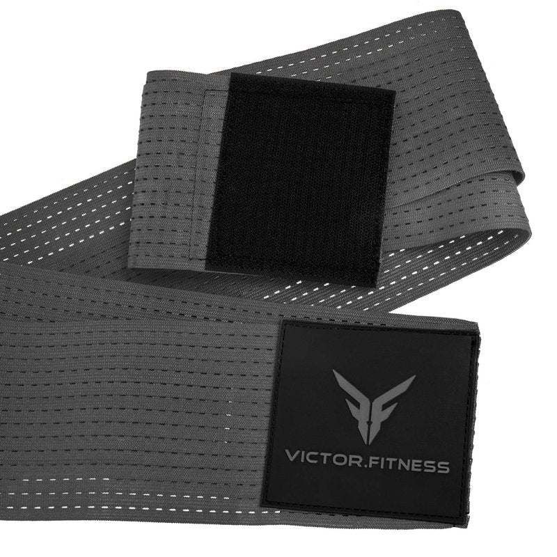 Victor Fitness Gray and Black Small Waist Trimmer with with Velcro Strap, Ab Trainer, Sweat Wrap for Men and Women VWTGBS