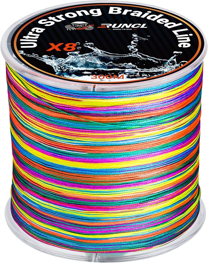 RUNCL 8 Strands Braided Fishing Line - High Visibility, Super Strong & Abrasion Resistant | 12lb to 100lb, 328yds to 1093yds