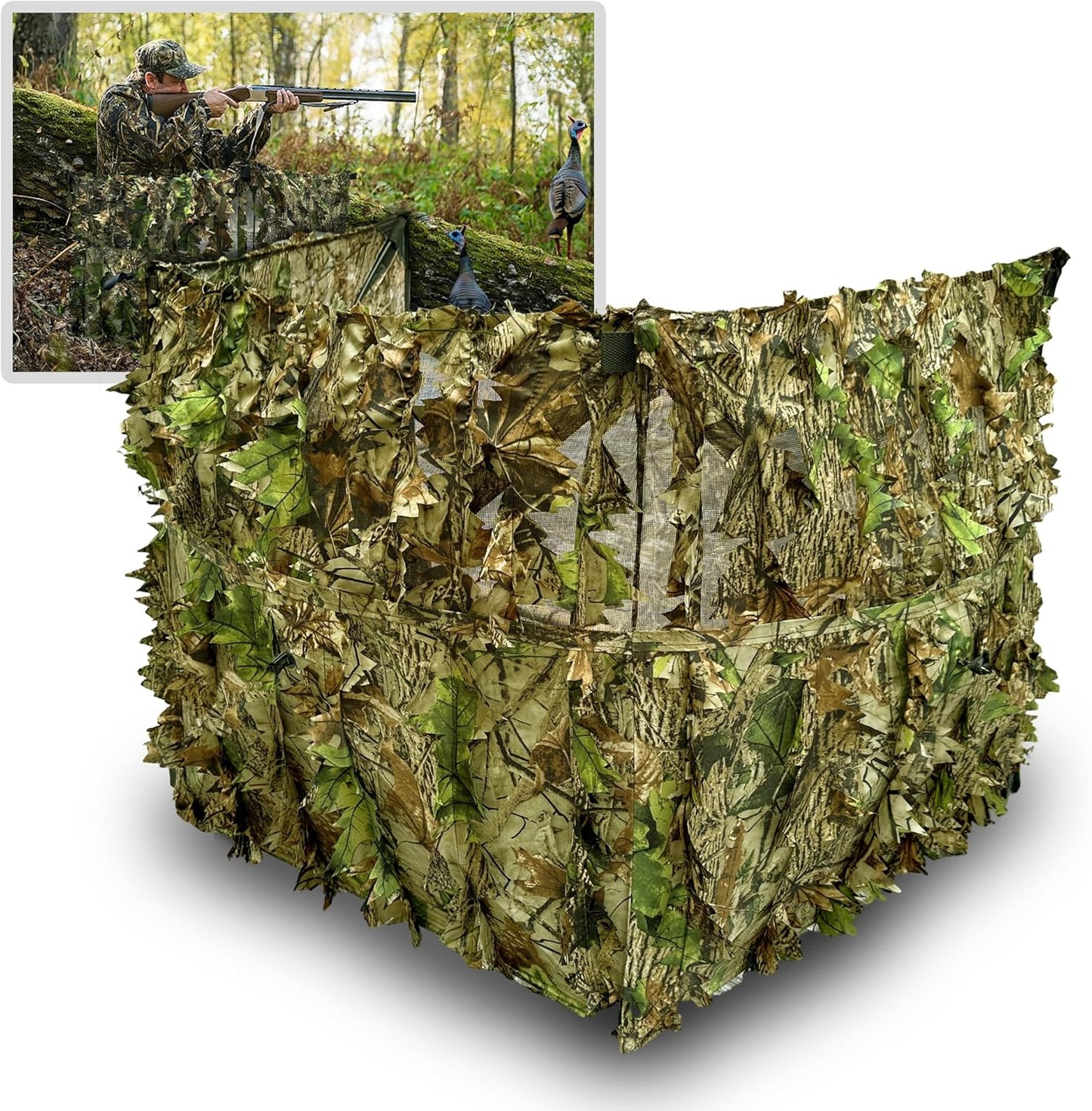 3D Leafy Ground Blind for Turkey & Deer Hunting - Lightweight Portable Stalking Blind | Silent Camo with Carry Bag | 1-2 Person Outdoor Gear